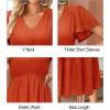 imageVOTEPRETTY Womens 2025 Summer Boho Maxi Dresses Flutter Short Sleeve V Neck Casual Beach Wedding Guest Vacation Long DressOrange