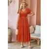 imageVOTEPRETTY Womens 2025 Summer Boho Maxi Dresses Flutter Short Sleeve V Neck Casual Beach Wedding Guest Vacation Long DressOrange