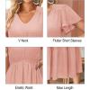 imageVOTEPRETTY Womens 2025 Summer Boho Maxi Dresses Flutter Short Sleeve V Neck Casual Beach Wedding Guest Vacation Long DressPink