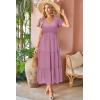 imageVOTEPRETTY Womens 2025 Summer Boho Maxi Dresses Flutter Short Sleeve V Neck Casual Beach Wedding Guest Vacation Long DressRose Pink