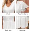 imageVOTEPRETTY Womens 2025 Summer Boho Maxi Dresses Flutter Short Sleeve V Neck Casual Beach Wedding Guest Vacation Long DressWhite