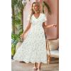 imageVOTEPRETTY Womens 2025 Summer Boho Maxi Dresses Flutter Short Sleeve V Neck Casual Beach Wedding Guest Vacation Long DressWhite Blue Rose Floral