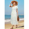 imageVOTEPRETTY Womens 2025 Summer Boho Maxi Dresses Flutter Short Sleeve V Neck Casual Beach Wedding Guest Vacation Long DressWhite Blue Rose Floral