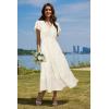 imageVOTEPRETTY Womens 2025 Summer Boho Maxi Dresses Flutter Short Sleeve V Neck Casual Beach Wedding Guest Vacation Long DressWhite Brown Floral
