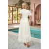 imageVOTEPRETTY Womens 2025 Summer Boho Maxi Dresses Flutter Short Sleeve V Neck Casual Beach Wedding Guest Vacation Long DressWhite Green Rose Floral