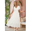 imageVOTEPRETTY Womens 2025 Summer Boho Maxi Dresses Flutter Short Sleeve V Neck Casual Beach Wedding Guest Vacation Long DressWhite Green Rose Floral
