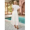 imageVOTEPRETTY Womens 2025 Summer Boho Maxi Dresses Flutter Short Sleeve V Neck Casual Beach Wedding Guest Vacation Long DressWhite Purple Floral