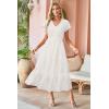 imageVOTEPRETTY Womens 2025 Summer Boho Maxi Dresses Flutter Short Sleeve V Neck Casual Beach Wedding Guest Vacation Long DressWhite Purple Floral