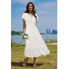 imageVOTEPRETTY Womens 2025 Summer Boho Maxi Dresses Flutter Short Sleeve V Neck Casual Beach Wedding Guest Vacation Long DressWhite Purple Floral