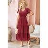 imageVOTEPRETTY Womens 2025 Summer Boho Maxi Dresses Flutter Short Sleeve V Neck Casual Beach Wedding Guest Vacation Long DressWine