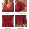 imageVOTEPRETTY Womens 2025 Summer Boho Maxi Dresses Flutter Short Sleeve V Neck Casual Beach Wedding Guest Vacation Long DressWine