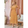 imageVOTEPRETTY Womens 2025 Summer Boho Maxi Dresses Flutter Short Sleeve V Neck Casual Beach Wedding Guest Vacation Long DressYellow Orange