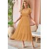 imageVOTEPRETTY Womens 2025 Summer Boho Maxi Dresses Flutter Short Sleeve V Neck Casual Beach Wedding Guest Vacation Long DressYellow Orange