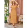 imageVOTEPRETTY Womens 2025 Summer Boho Maxi Dresses Flutter Short Sleeve V Neck Casual Beach Wedding Guest Vacation Long DressYellow Orange