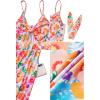 imageVOTEPRETTY Womens Summer Dresses Spring Sundresses Beach Clothes Outfit Vacation 2024 V Neck Casual Tropical Resort HawaiianColorful Small Leaf