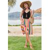 imageVOTEPRETTY Womens Summer Dresses Spring Sundresses Beach Clothes Outfit Vacation 2024 V Neck Casual Tropical Resort HawaiianRainbow25