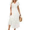 imageVOTEPRETTY Womens 2025 Summer Boho Maxi Dresses Flutter Short Sleeve V Neck Casual Beach Wedding Guest Vacation Long DressWhite Green Rose Floral
