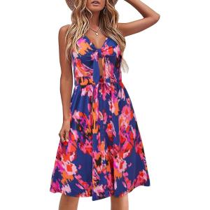 imageVOTEPRETTY Womens Summer Dresses Spring Sundresses Beach Clothes Outfit Vacation 2024 V Neck Casual Tropical Resort HawaiianBlue Purple Abstract Floral
