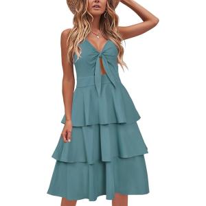 imageVOTEPRETTY Womens Summer Dresses Spring Sundresses Beach Clothes Outfit Vacation 2024 V Neck Casual Tropical Resort HawaiianNavy Blue